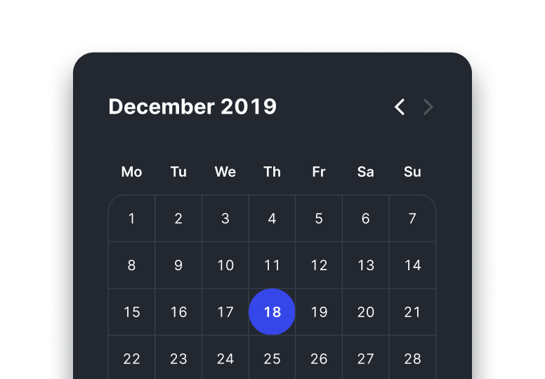 Calendar widget snippet preview